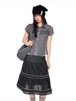 Pleated Plaid Collar Top