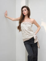 Satin Lace Tie-Up Bandeau