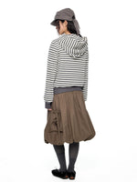 Double-Breasted Striped Hooded Cardigan