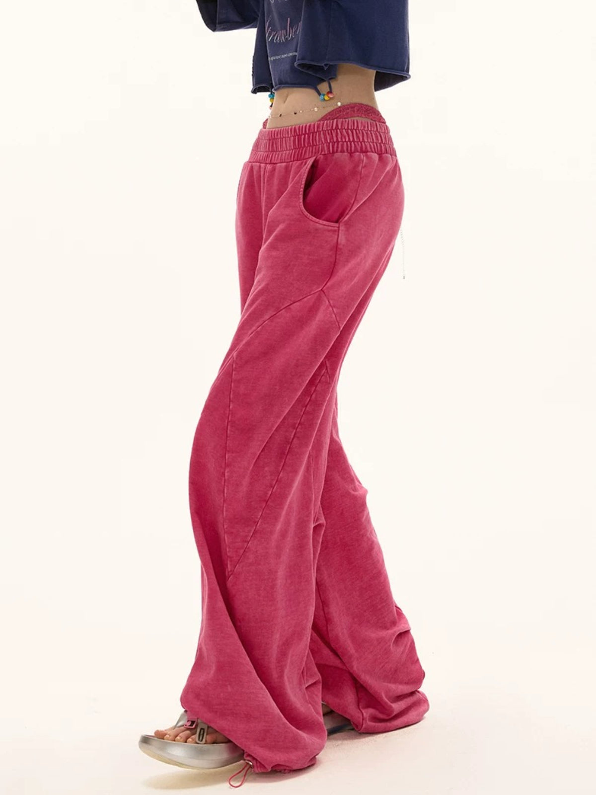 Washed Wide-Leg Casual Sweatpants