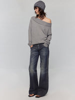 Black-Blue Low-Waist Flared & Bell-Bottom Pants Pants