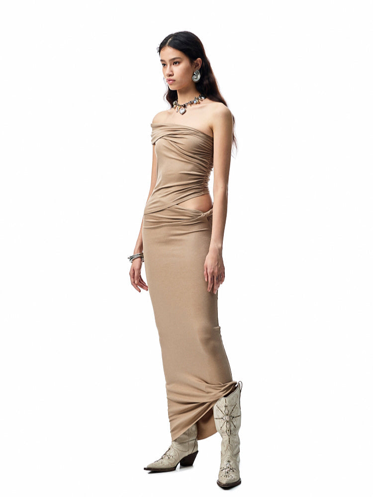 Irregular Multi-Wear Ruched Acetate T-Shirt