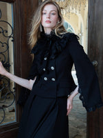 Mirage Vintage Lace-Collar Blazer & Flared Skirt Set