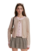 Contrast Layered Bow Knit Cardigan