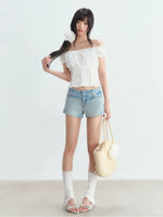 White Off-shoulder Puff Top