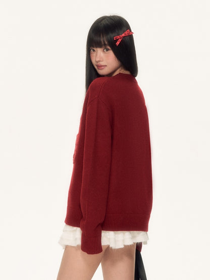 Red Bow Knit Sweater