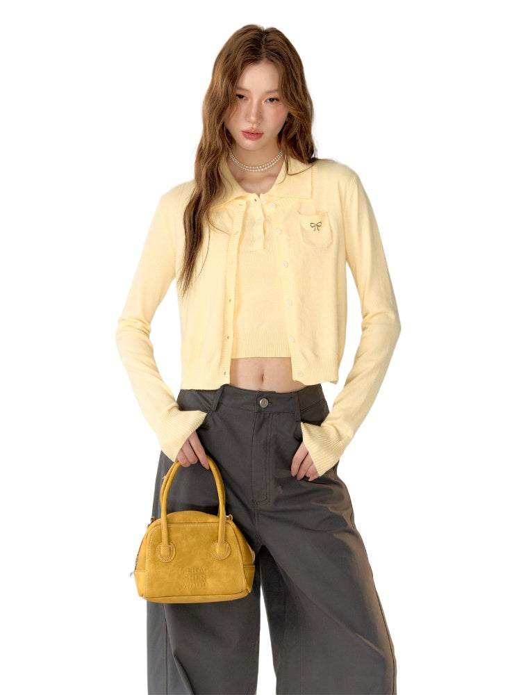 Butterfly Knot Soft Wool Sweater & Vest Set