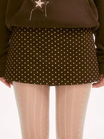 Brown Vintage Polka Dot Mini Skirt