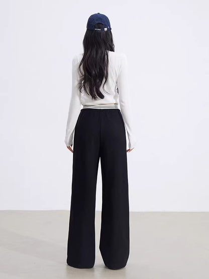 Faux-Layer Patchwork Wide-Leg Pants