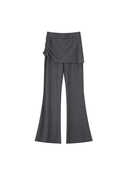 Gray Layered V Tee &amp; Pants Set