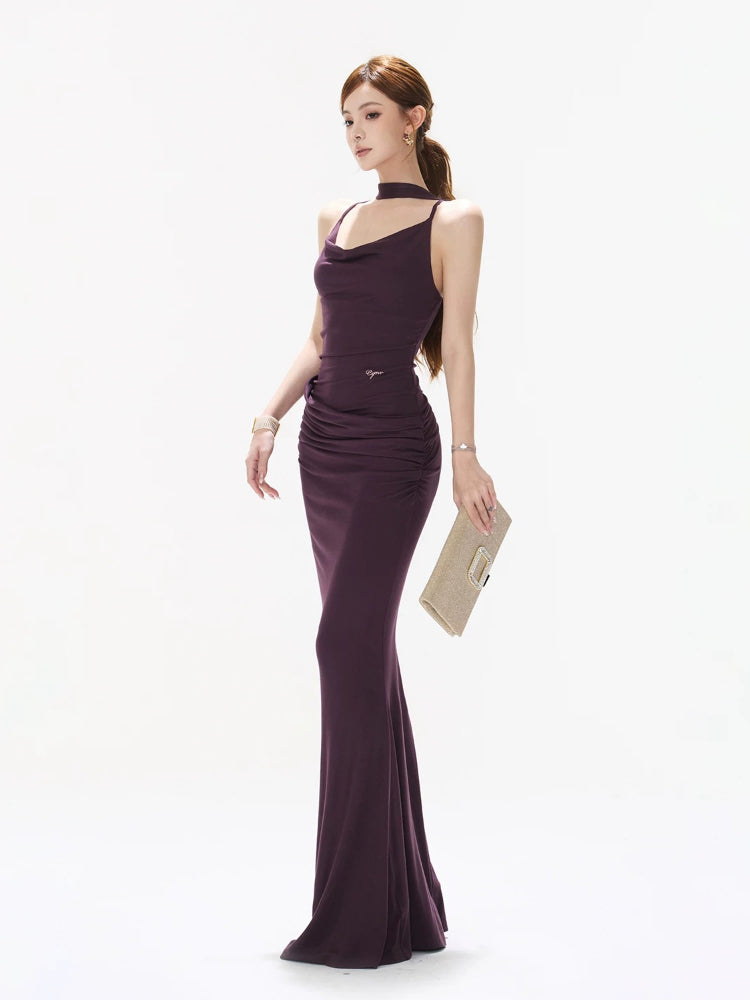 Ruched Cowl Maxi Dress