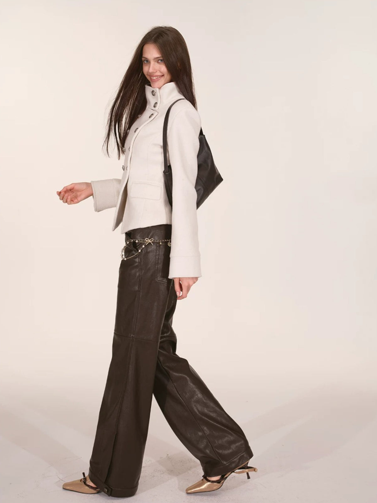 Ivory Stand Collar Military Jacket