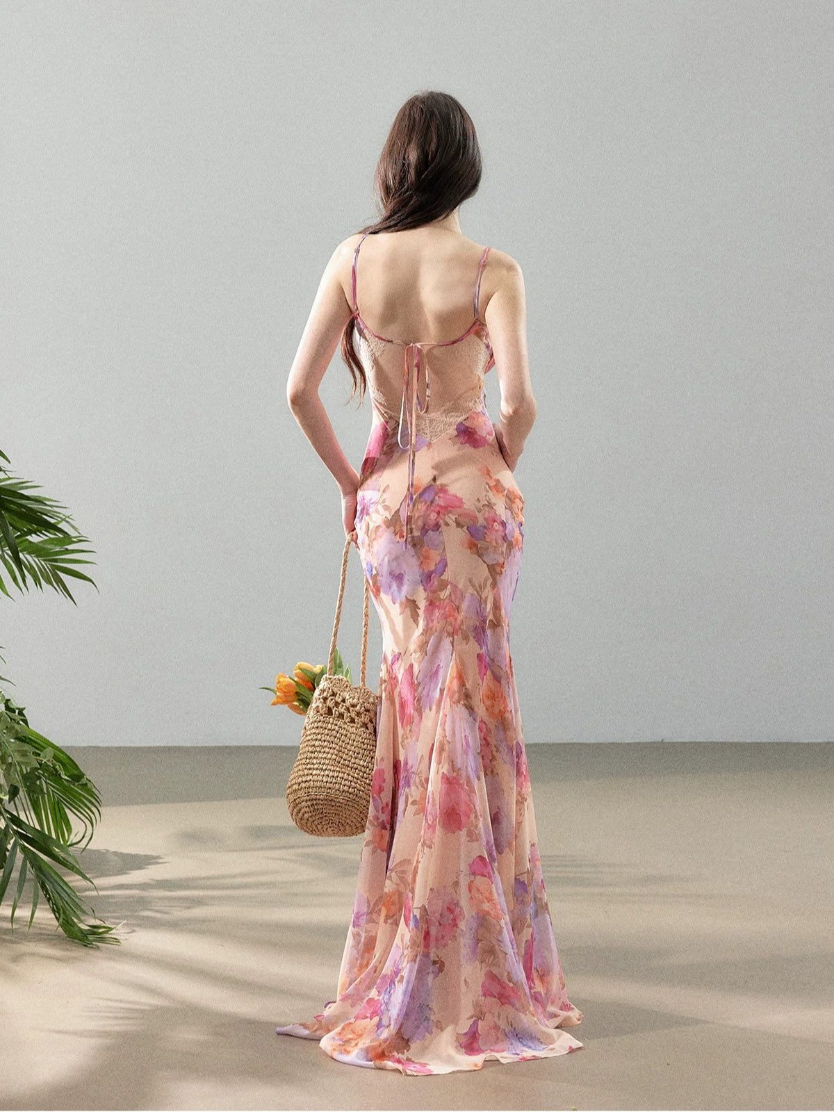 Printed Chiffon Fishtail Dress