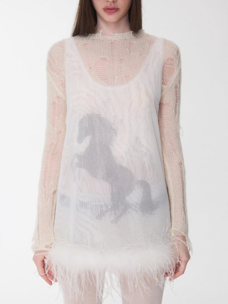 Ostrich Hem Mesh Tank