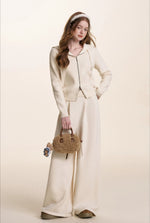 Embroidered Zip Knit Set