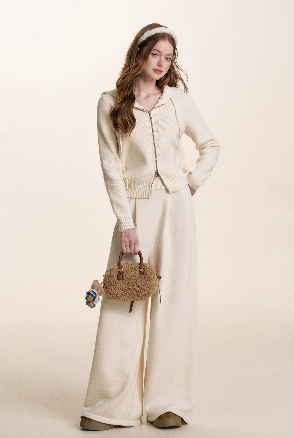 Embroidered Zip Knit Set