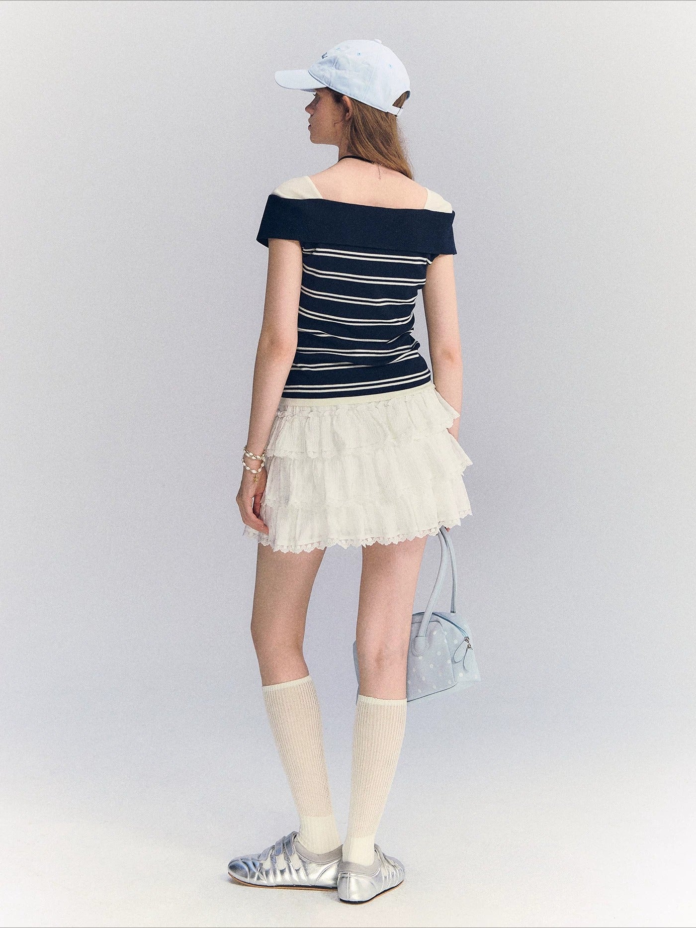 Contrast Off Shoulder Tee