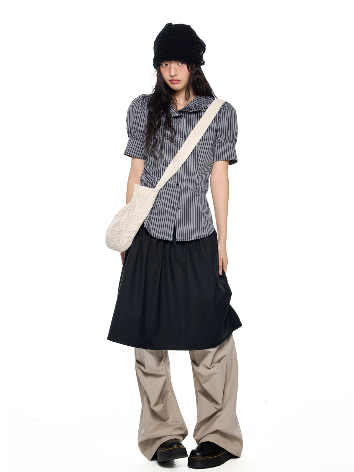 Striped Doll Collar Shirt
