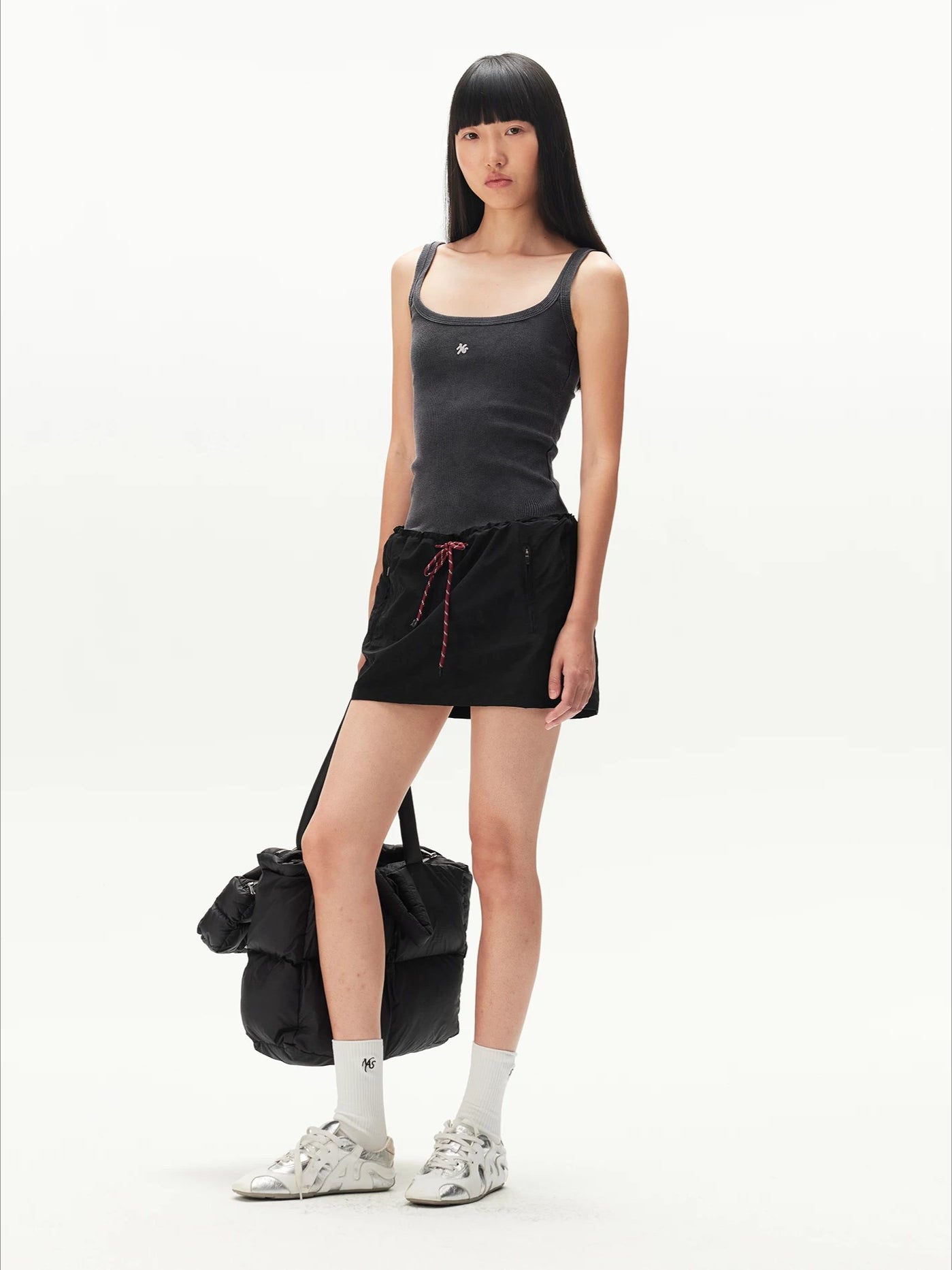 Gray Washed U-Neck Dress