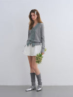 Pleated Ribbon Bow Skirt