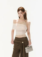 Beaded One-Shoulder Top