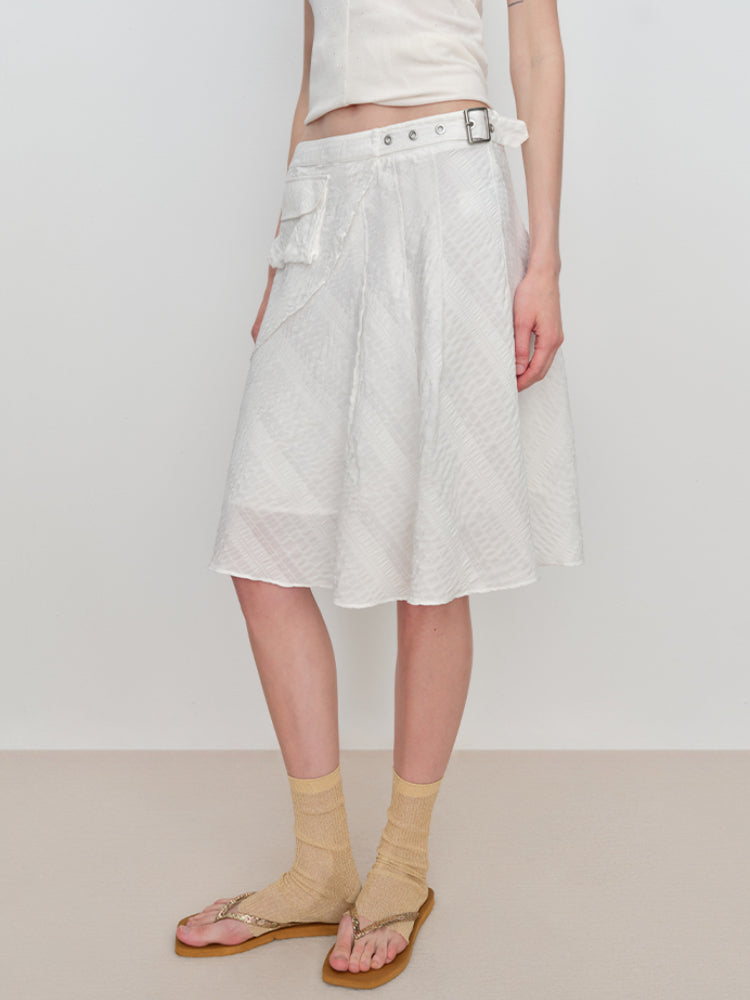 Irregular Jacquard Plaid A-line Skirt