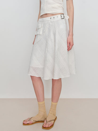 Irregular Jacquard Plaid A-line Skirt