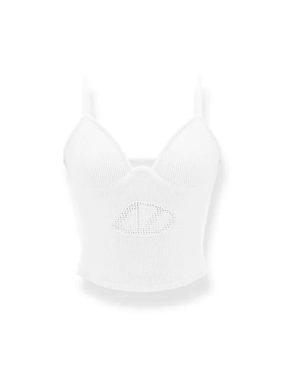 Pink &amp; White Cutout Knitted Halter Top