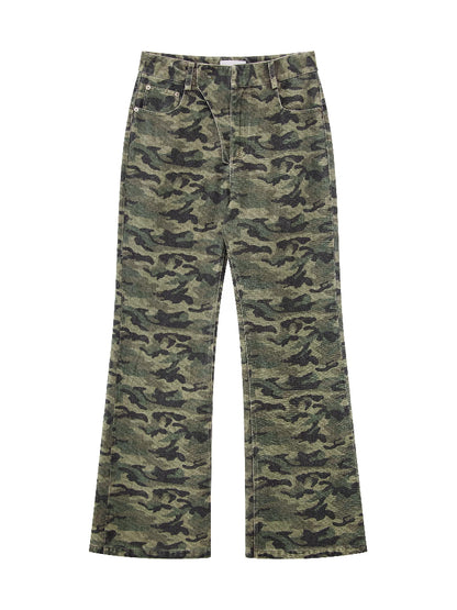 Camo Flared Wide Pants