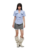 Crystal Bow Stripe Slim Shirt