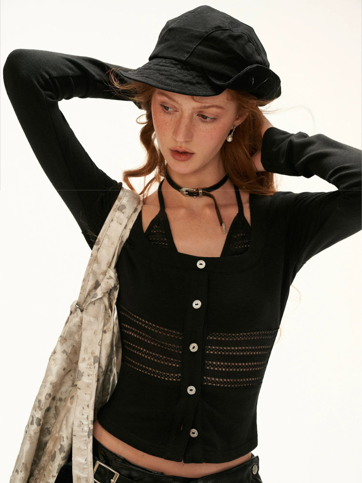 Soft Ribbed Halter Layered Knit Top