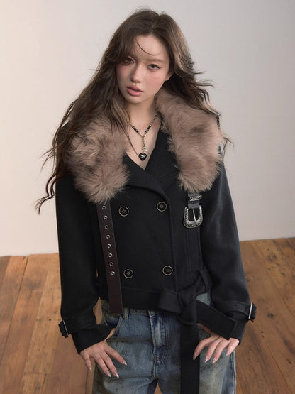 Detachable Long &amp; Short Length Thickened Wool Coat