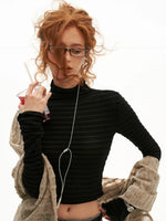 Mock Neck Cropped Long Sleeve Top