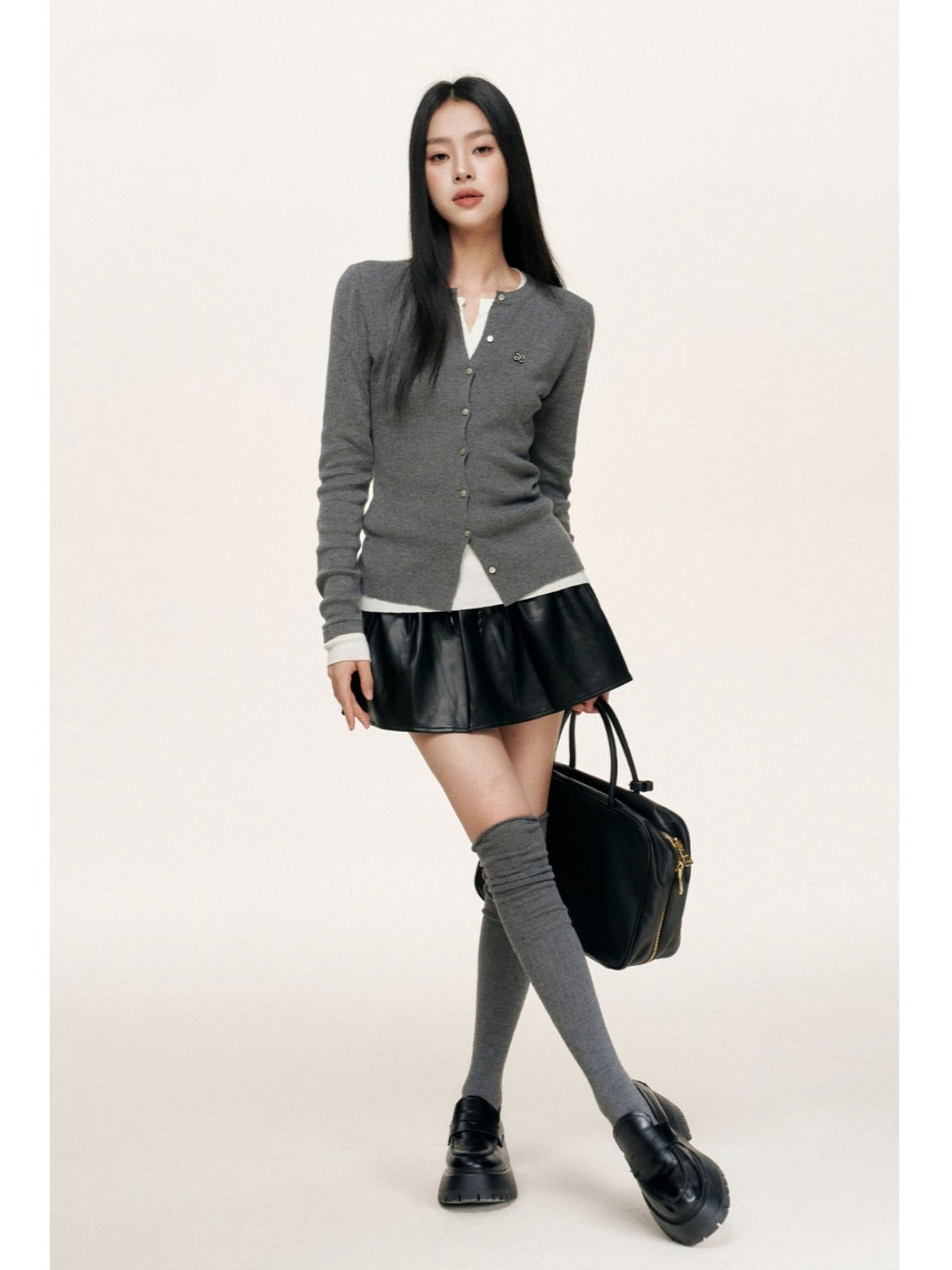Contrast Layered Fitted Knit Top