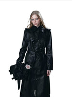 Asymmetric Knight Leather Trench Coat
