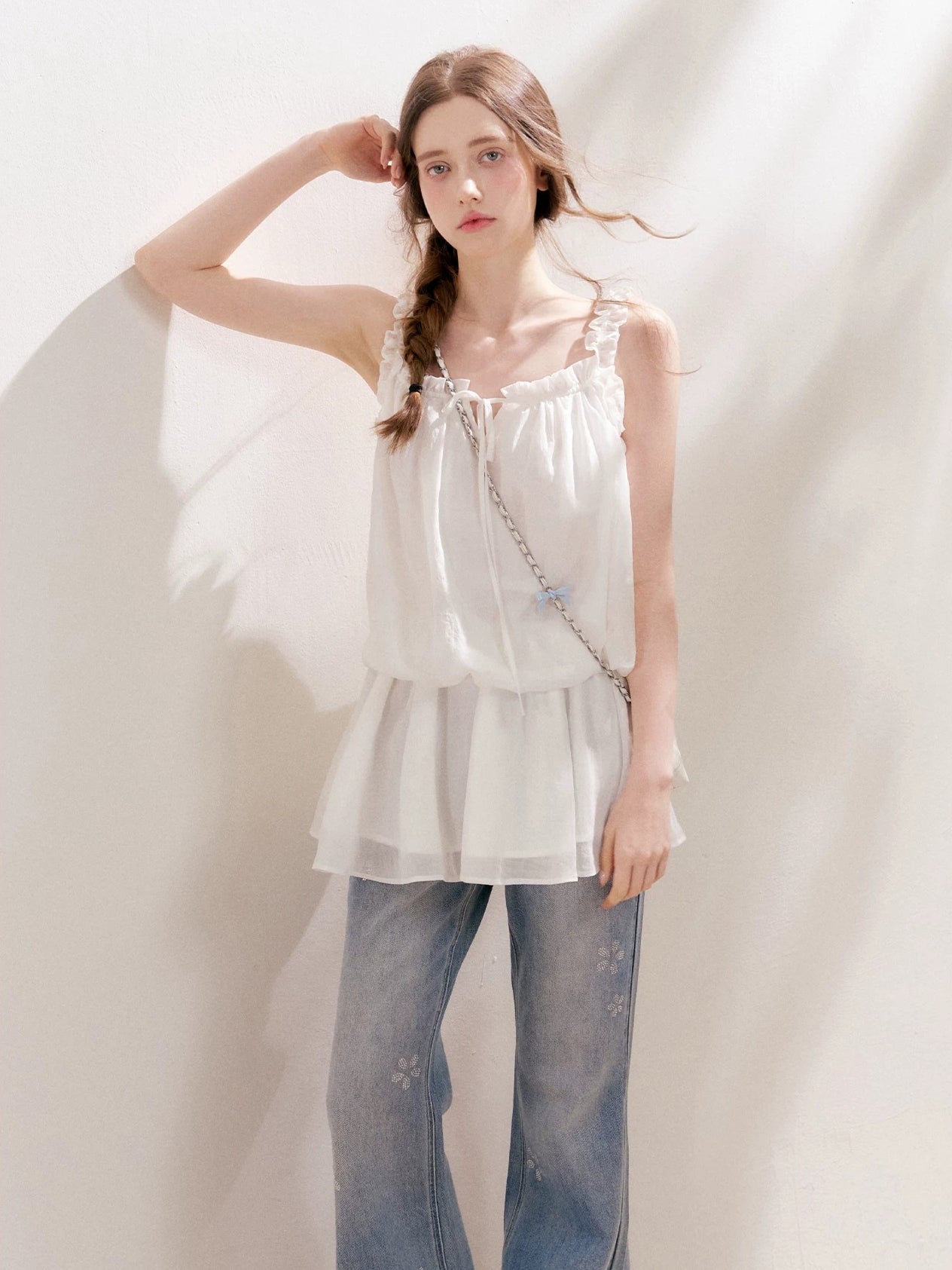 Floral Rhinestone Flared Jeans