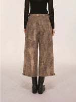 Washed Leopard Print Wide Leg Pants