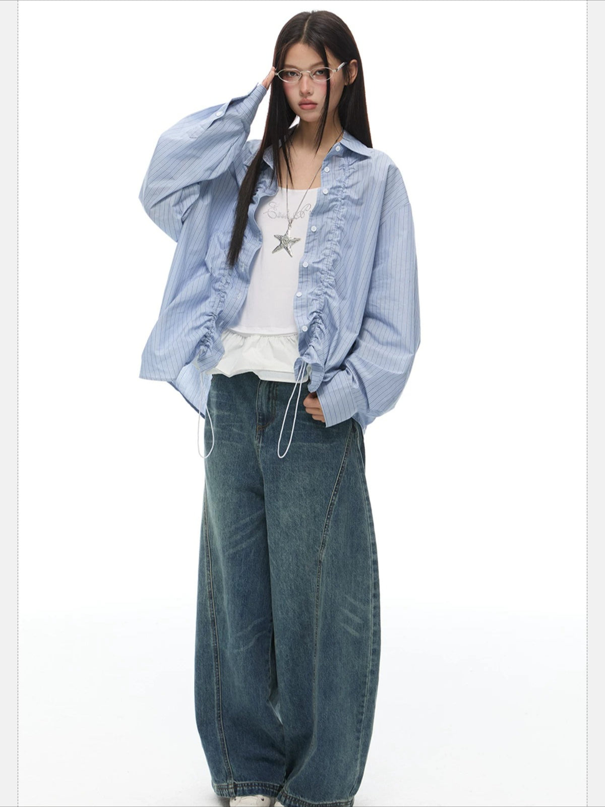 Stripe Drawstring Shirt