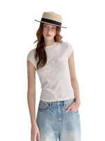 Floral Embroidered Fitted T-shirt
