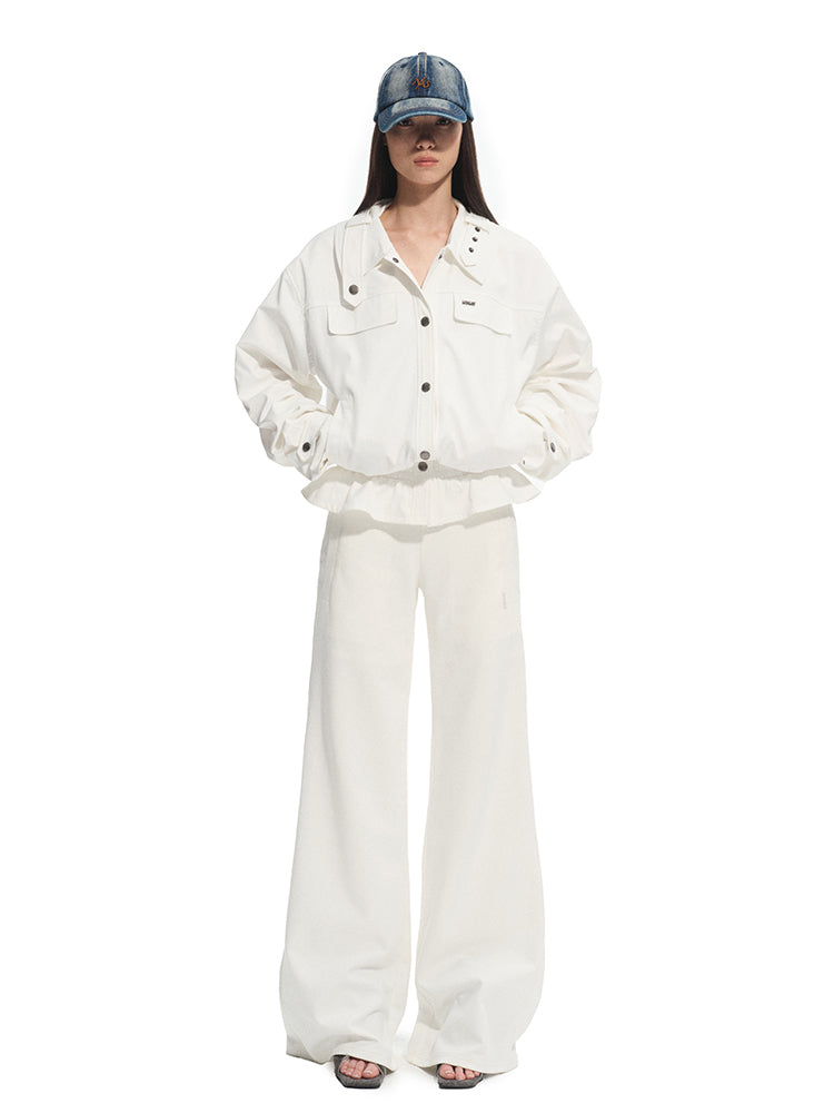 Fine Twill Wrinkle-Resistant Hem Pleated Silhouette Coat