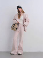 Lapel Zip Hoodie Set
