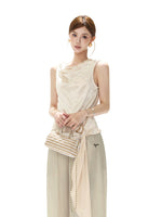 Satin Draped Tank Top