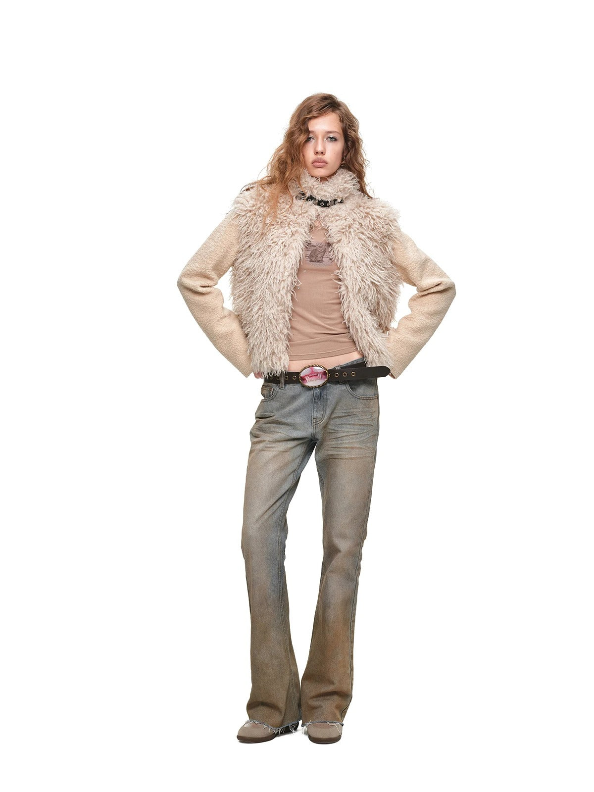 Vintage Faux Fur Panelled Wool-Blend Jacket