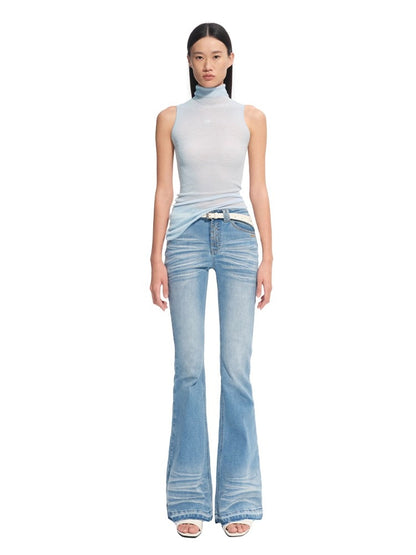 Wool Asymmetrical Turtleneck Blouse