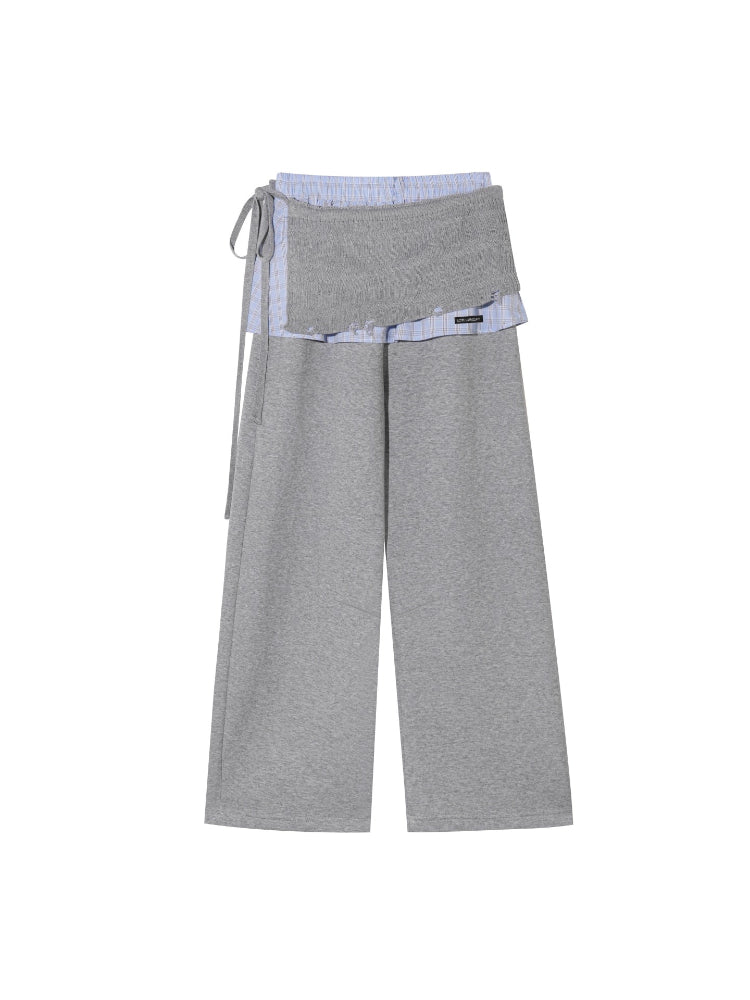 Plaid Trim Sweatshirt Set