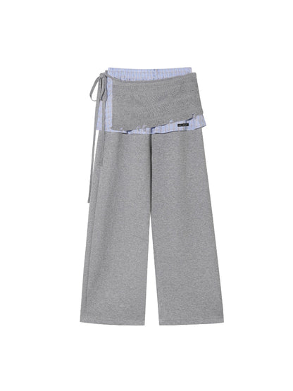 Plaid Trim Sweatshirt Set