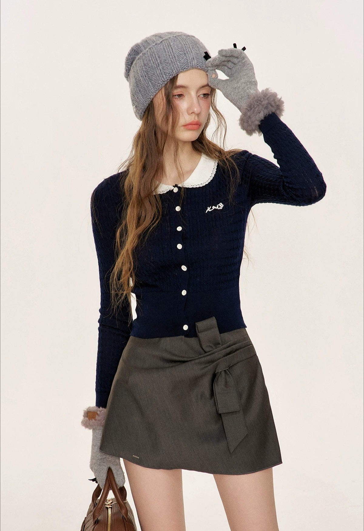 Cable Doll Collar Cardigan