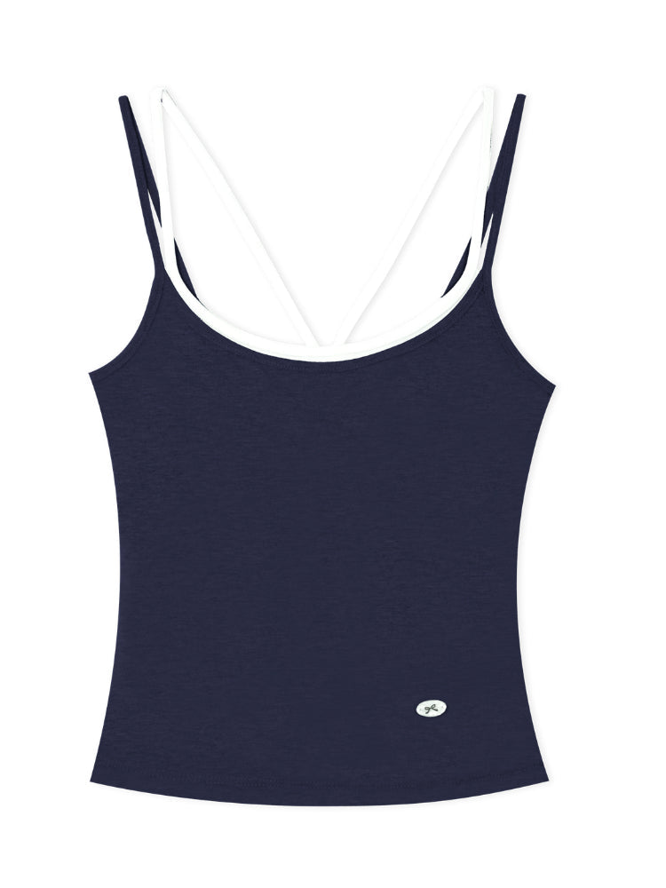 Fake Two-piece Padded Camisole Tank Top
