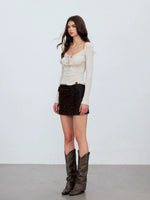 Drawstring Cutout Top