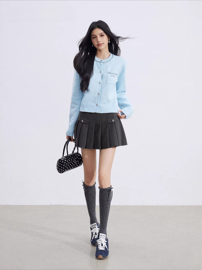 Beige &amp; Blue Lurex Knit Sweater